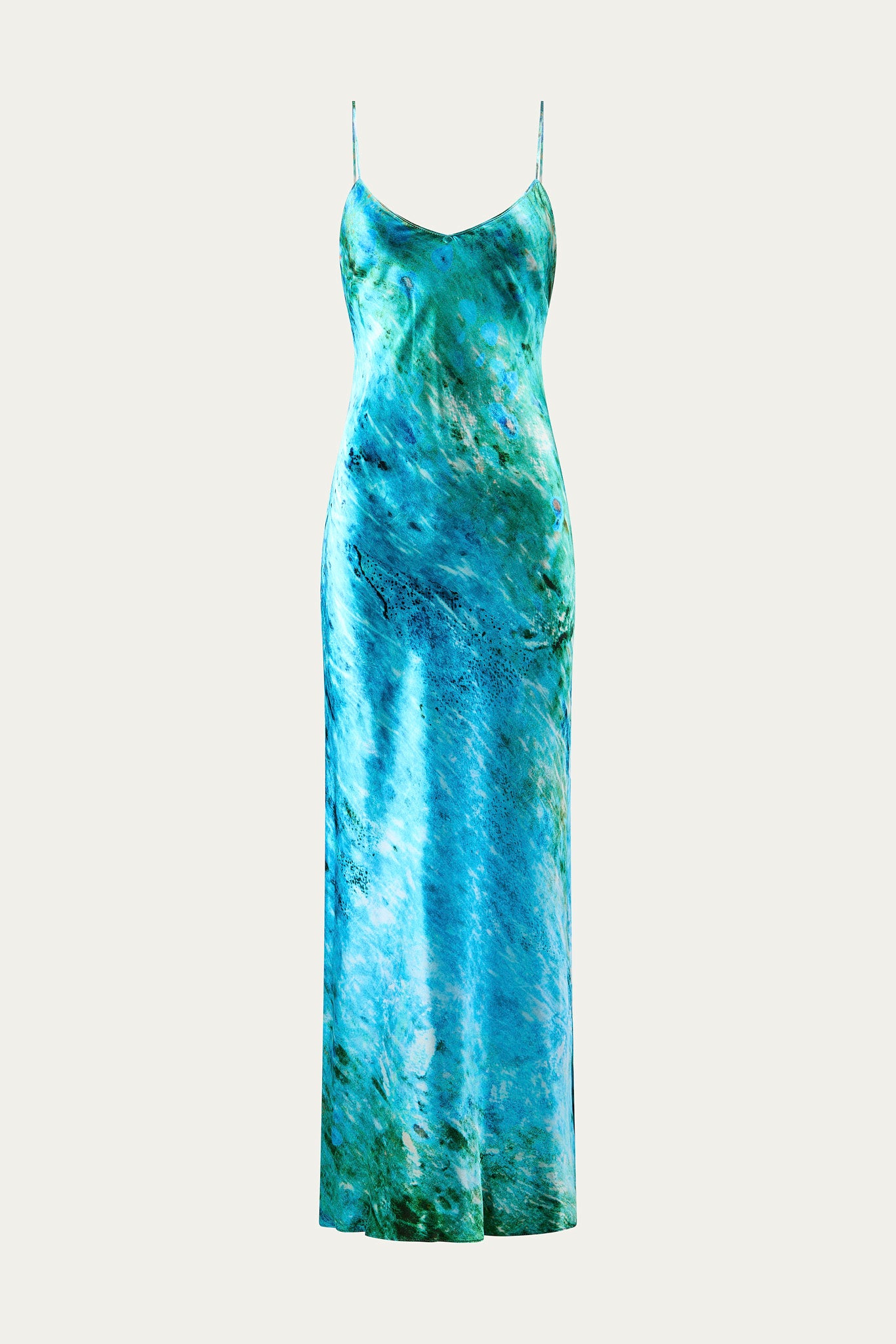 Aqua Silk Satin Slip Dress
