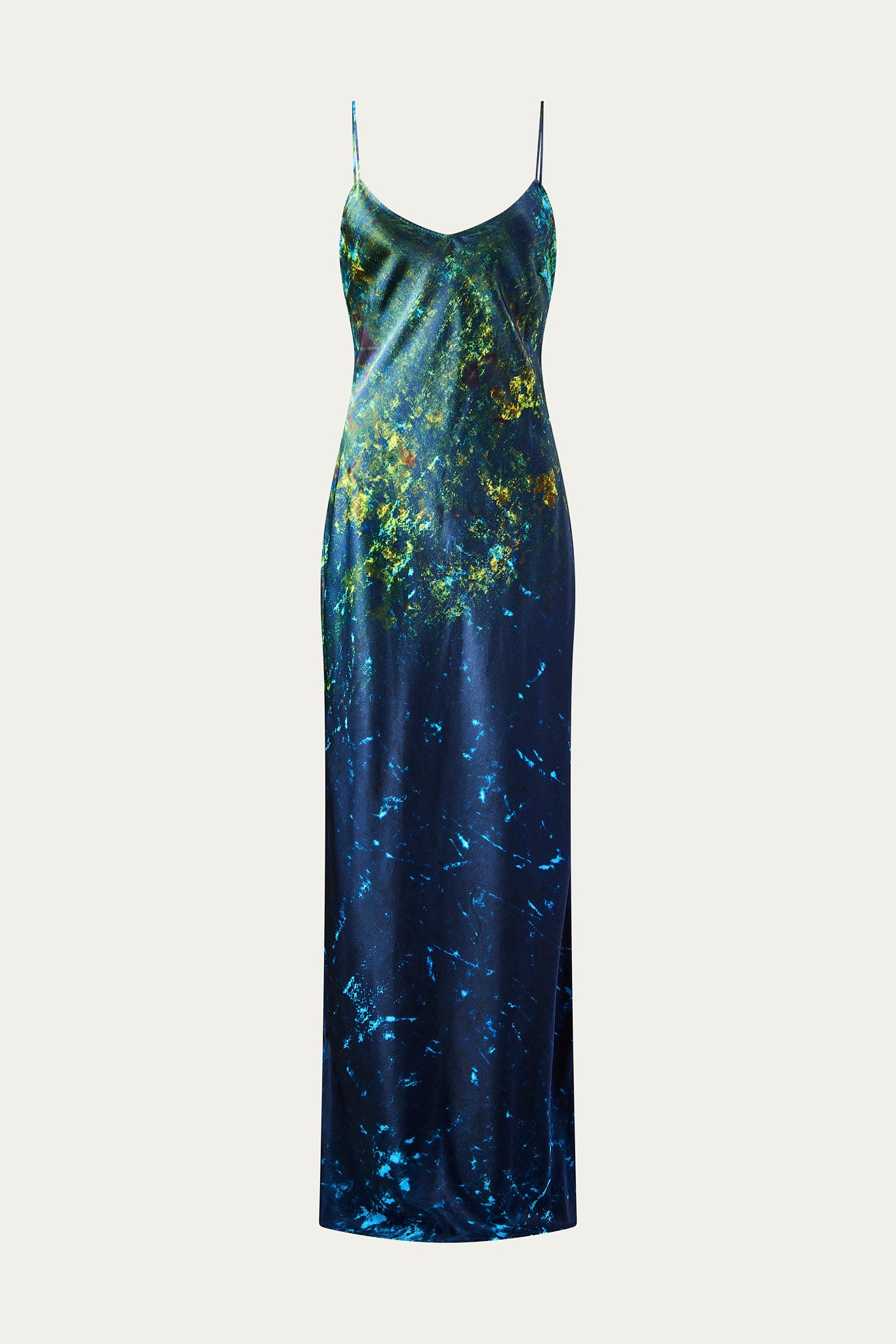 Arctic Lilies Silk Satin Slip Dress