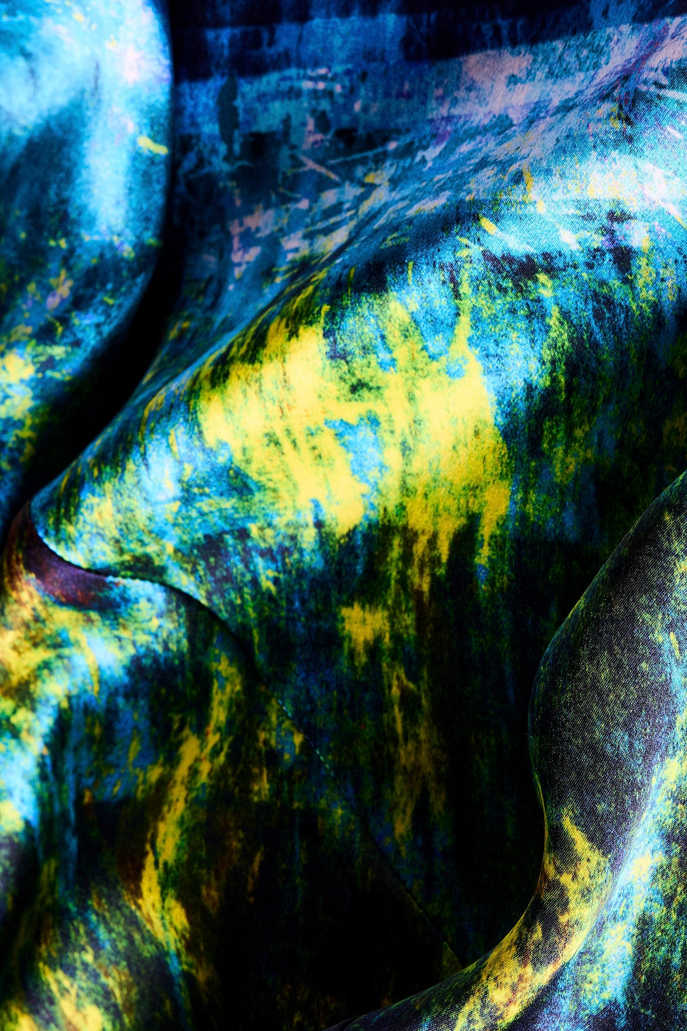 Arctic Lilies Silk Satin Slip Dress