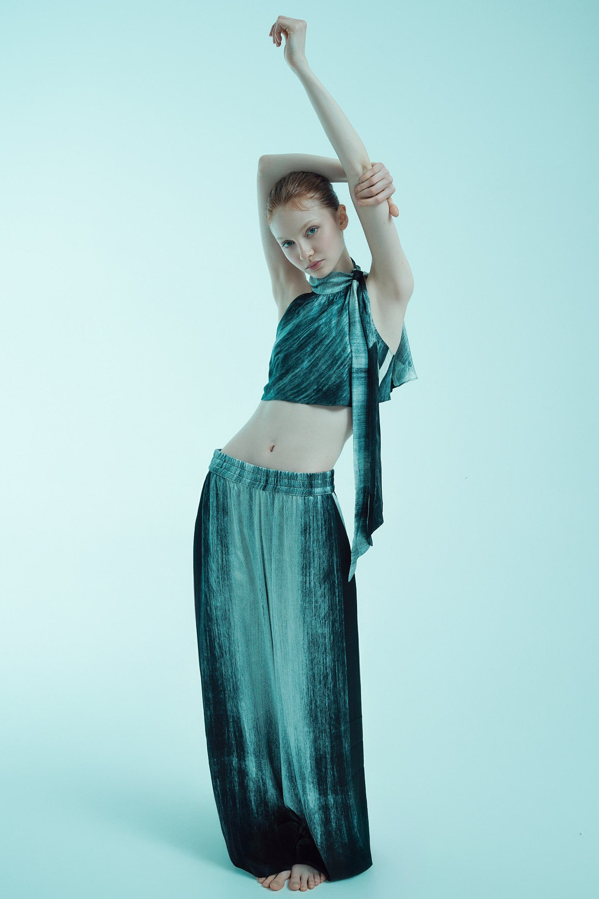 printed silk wide leg pant