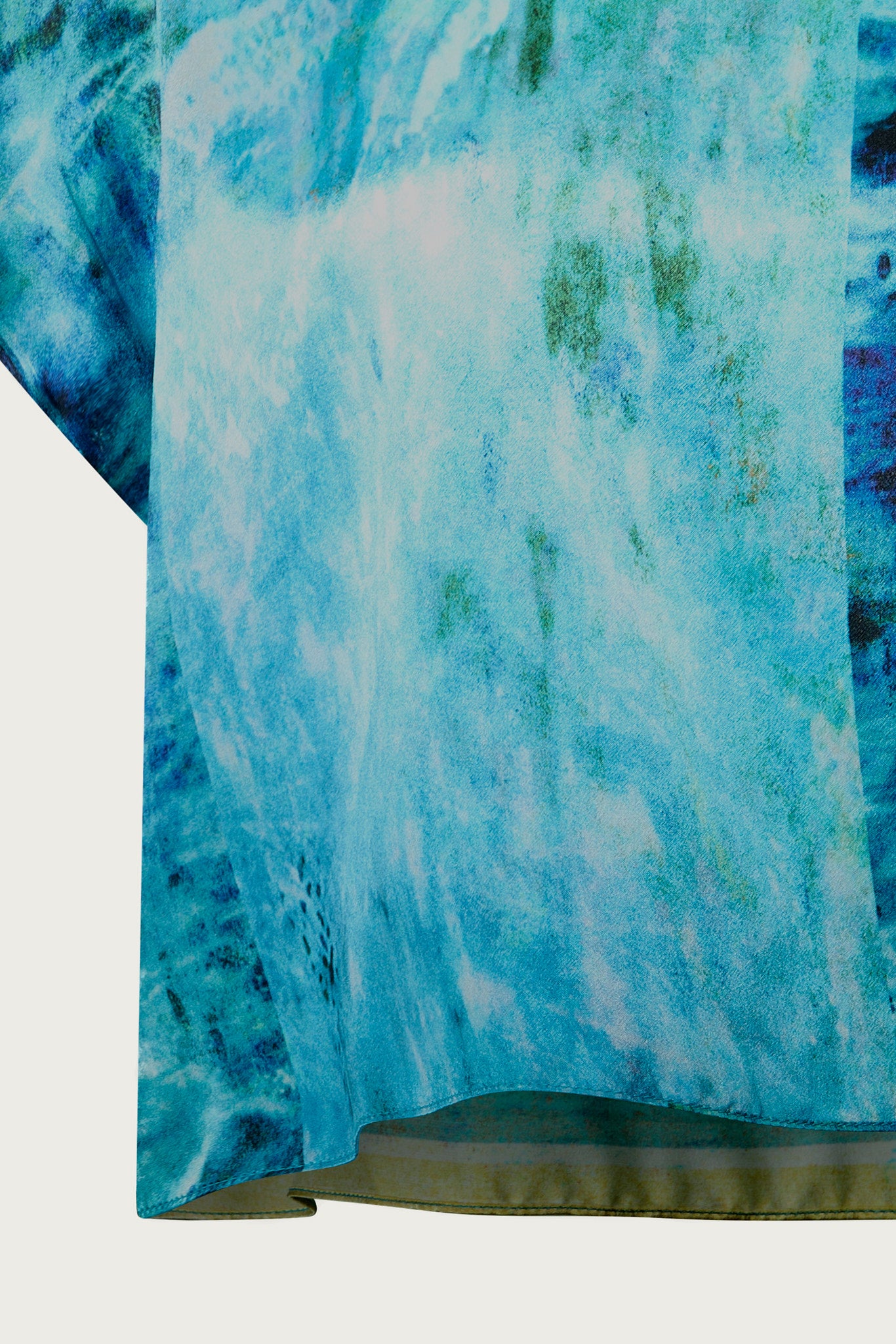 printed silk boxy top with photographic surface