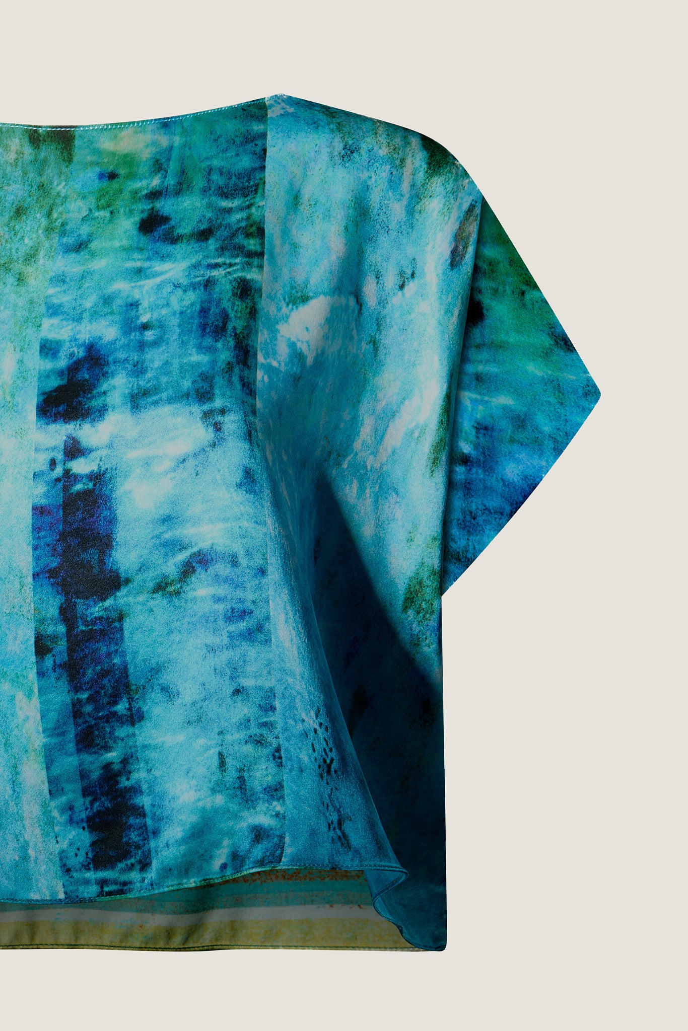 printed silk boxy top with photographic surface
