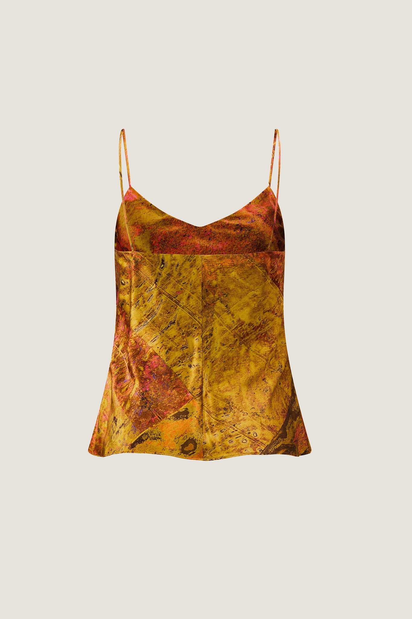 printed silk cami top with photographic surface