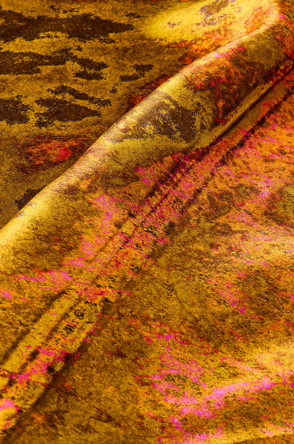 printed silk wide leg pant with photographic surface