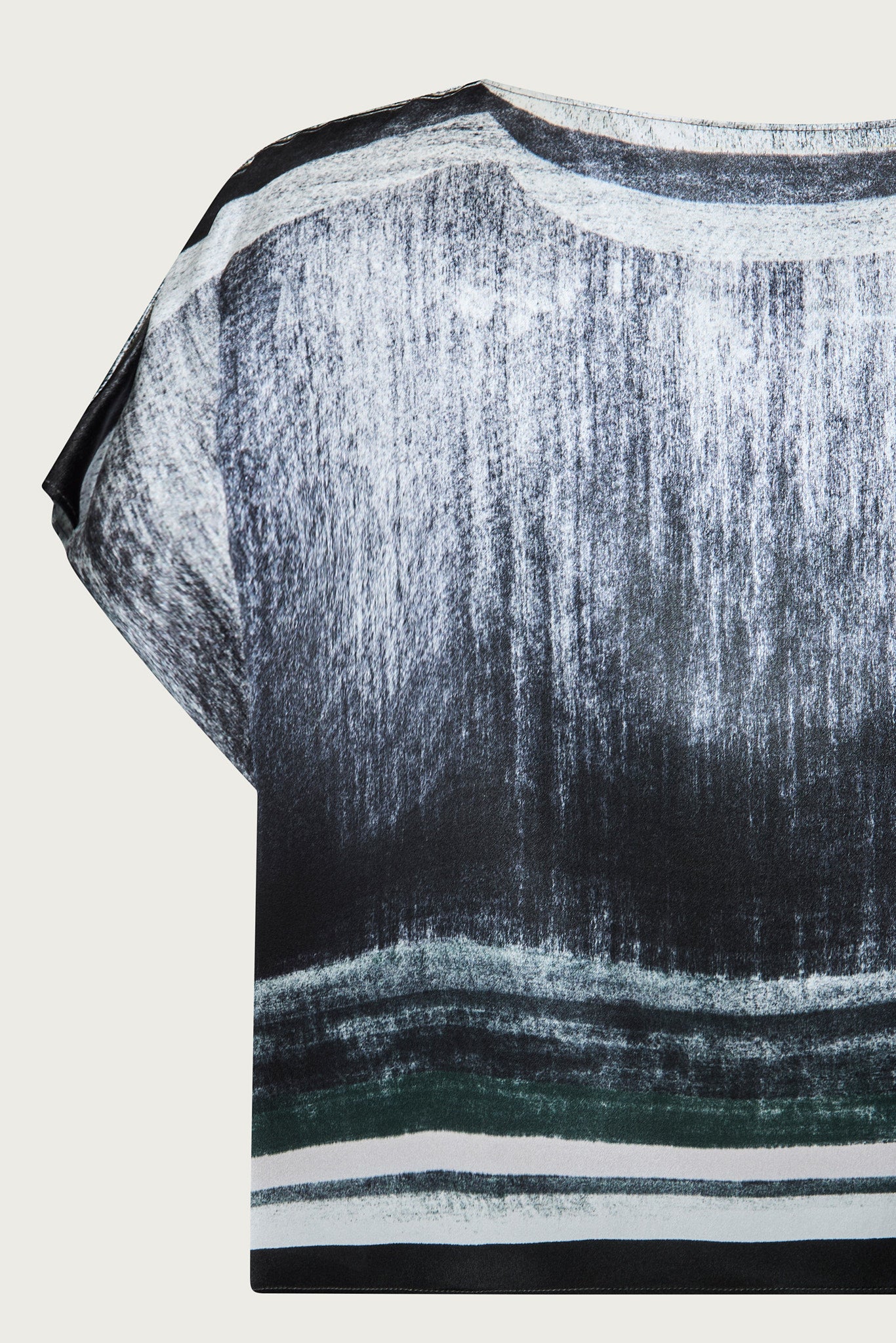printed silk boxy top with photographic surface