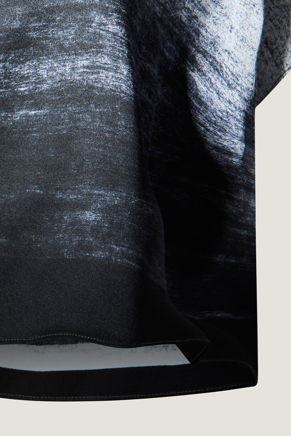 printed silk boxy top with photographic surface
