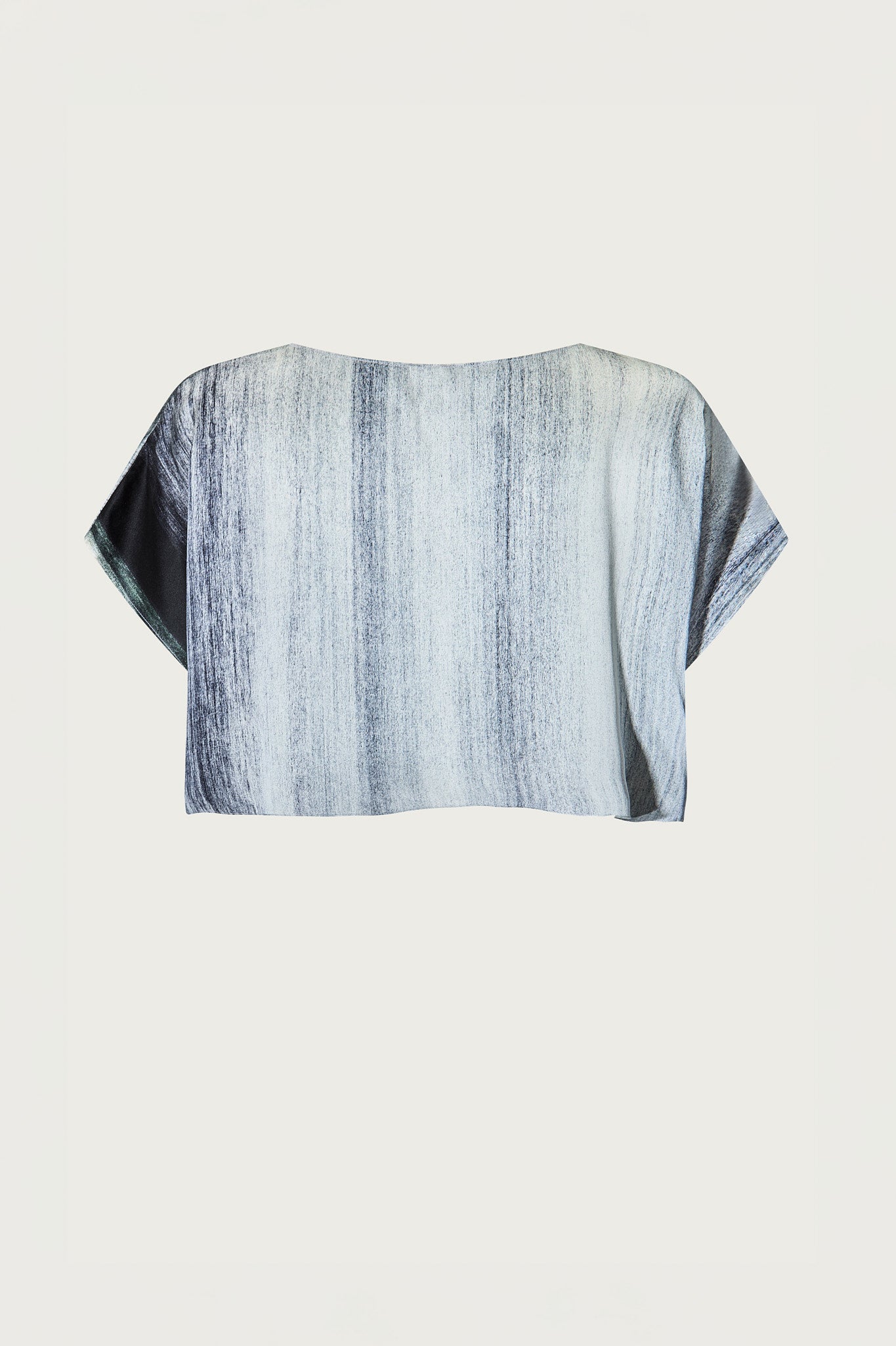 printed silk boxy top with photographic surface