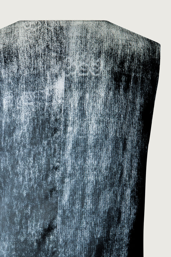 printed silk v-neck-top with photographic surface