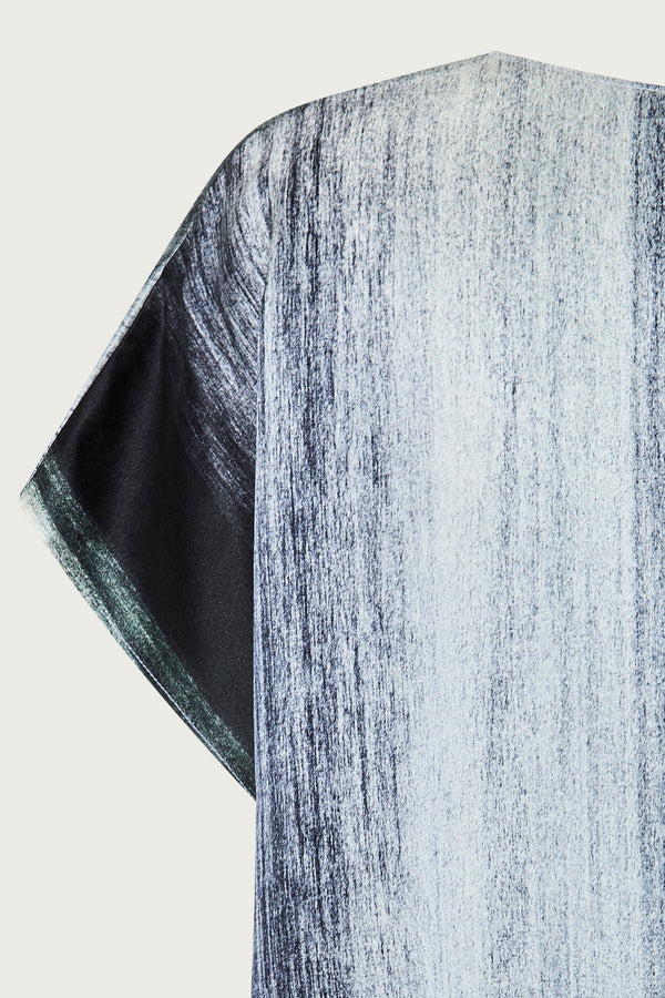 printed silk boxy top with photographic surface