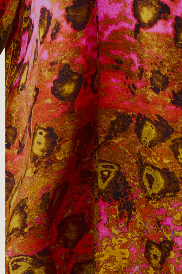 printed silk button down shirt with photographic surface