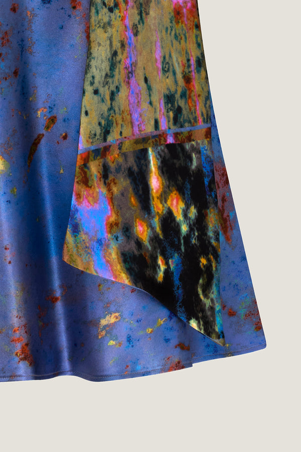 printed silk halter top with photographic surface