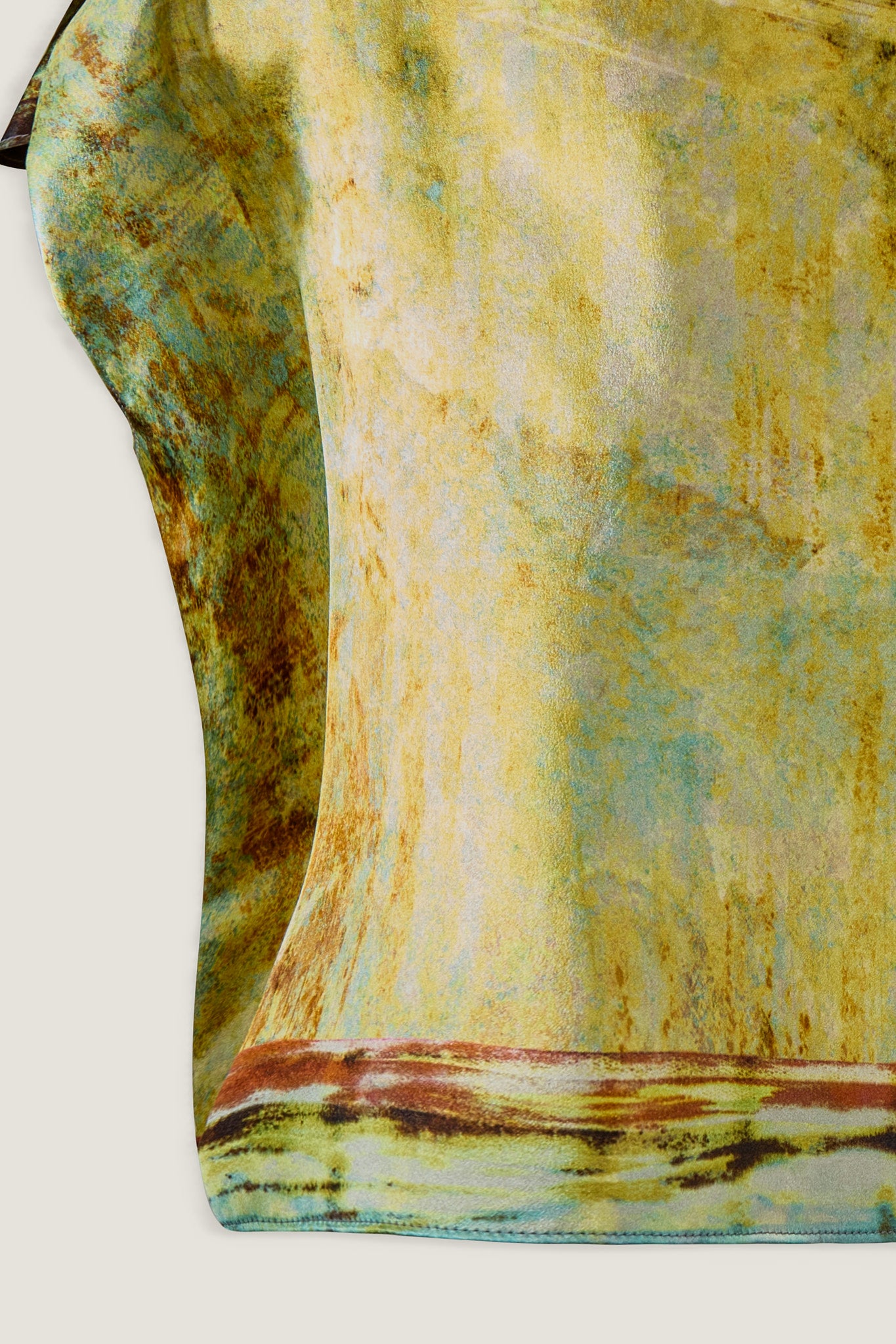 printed silk boxy top with photographic surface