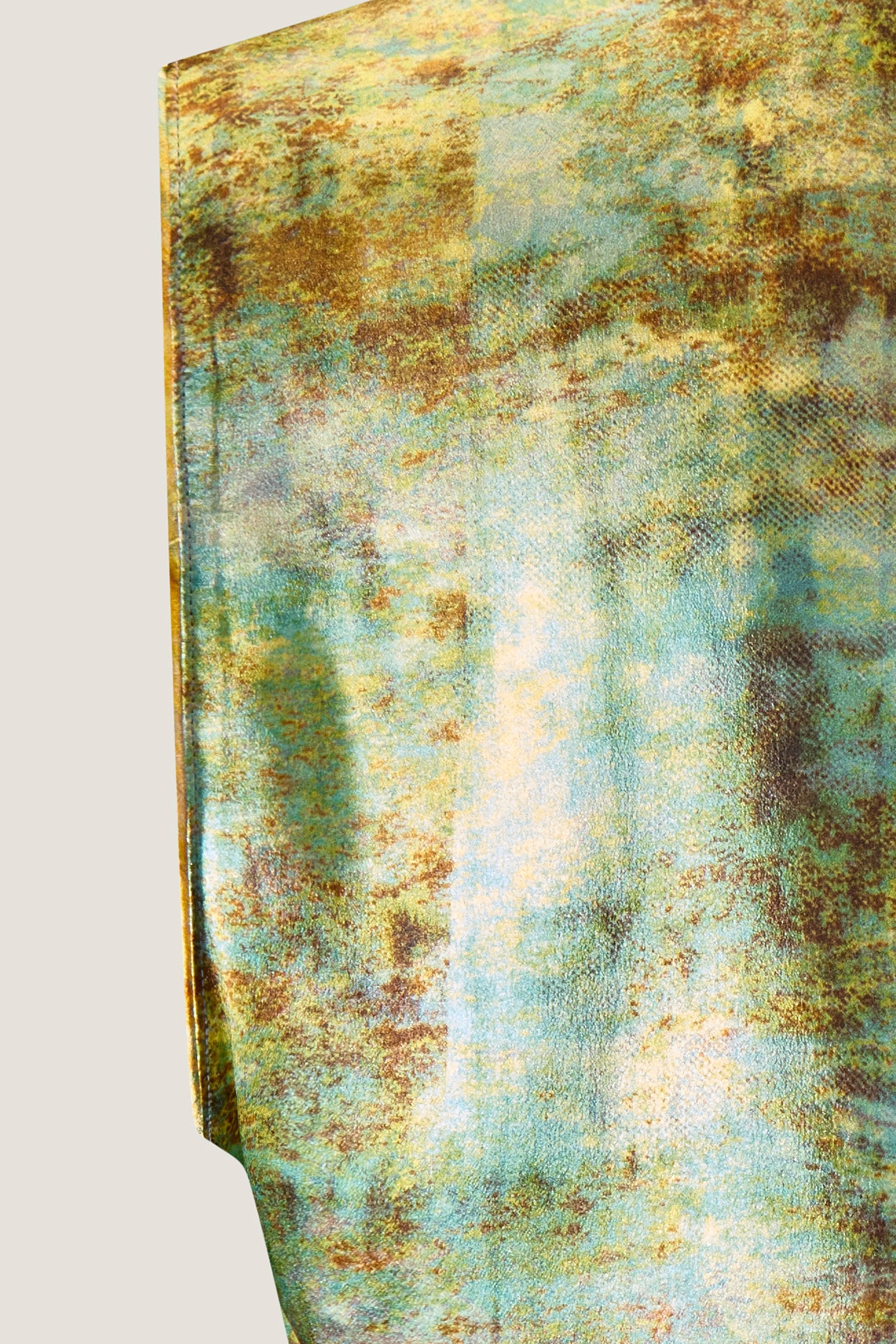 printed silk v-neck-top with photographic surface