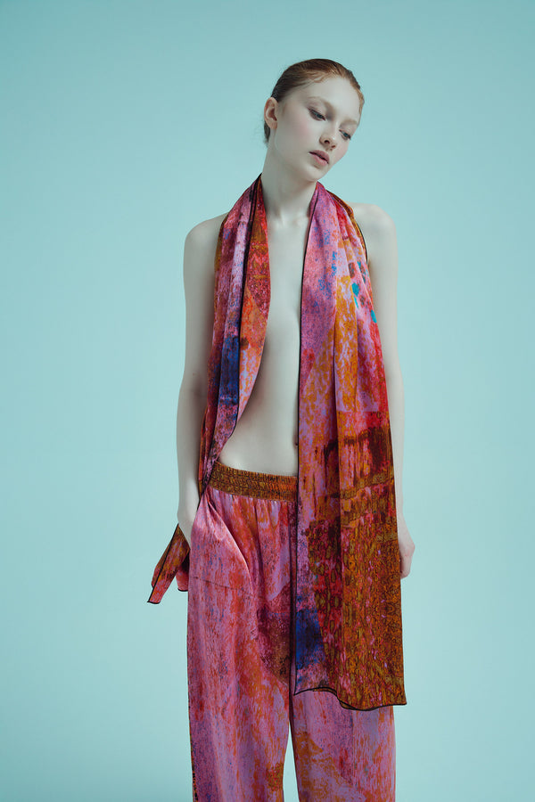 printed silk scarf with photographic surface
