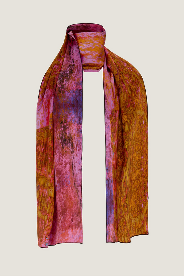 printed silk scarf with photographic surface