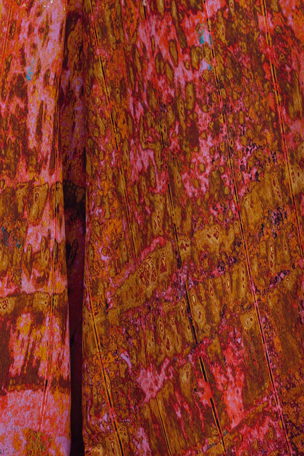 printed silk skirt pant with photographic surface