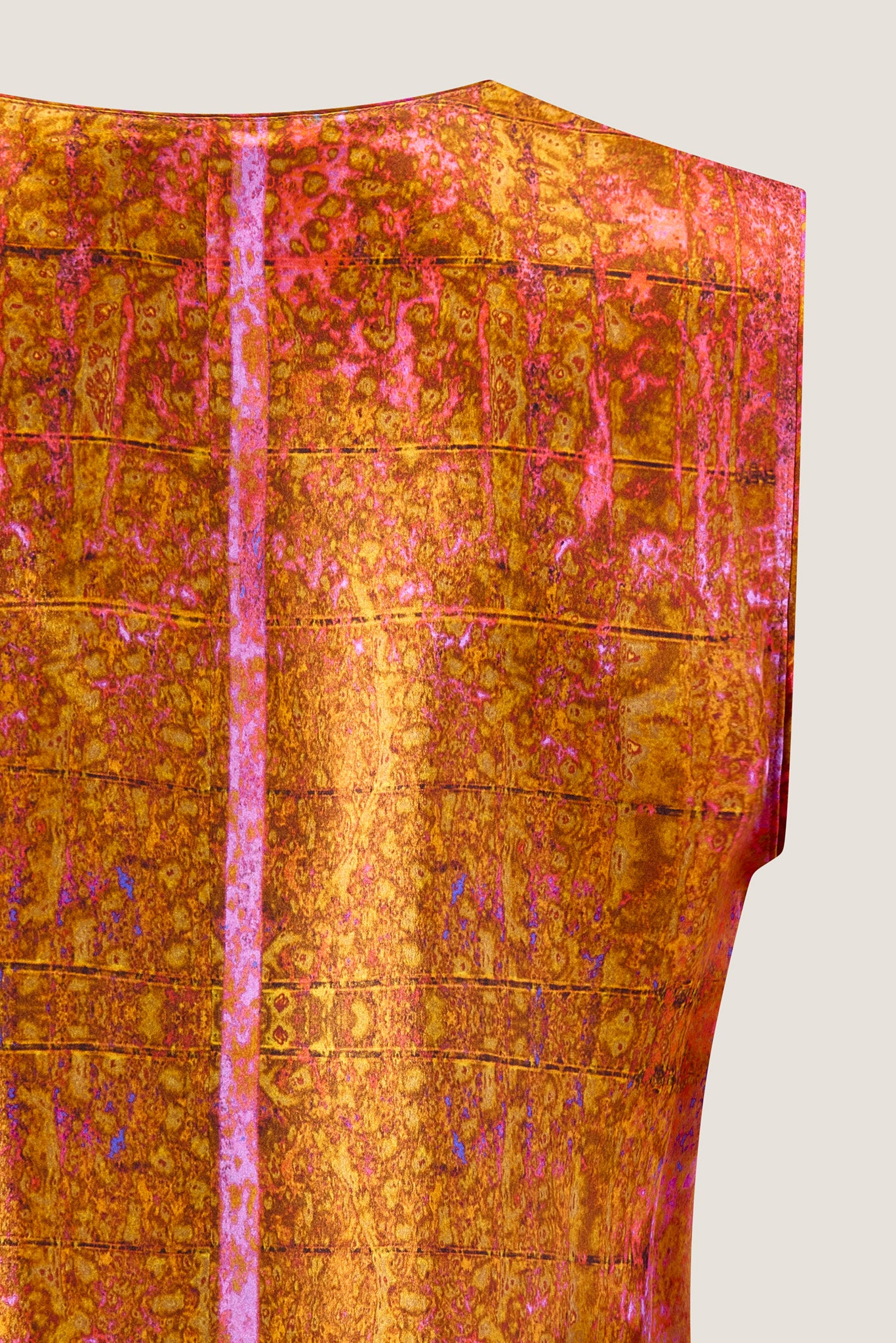 printed silk v-neck-top with photographic surface