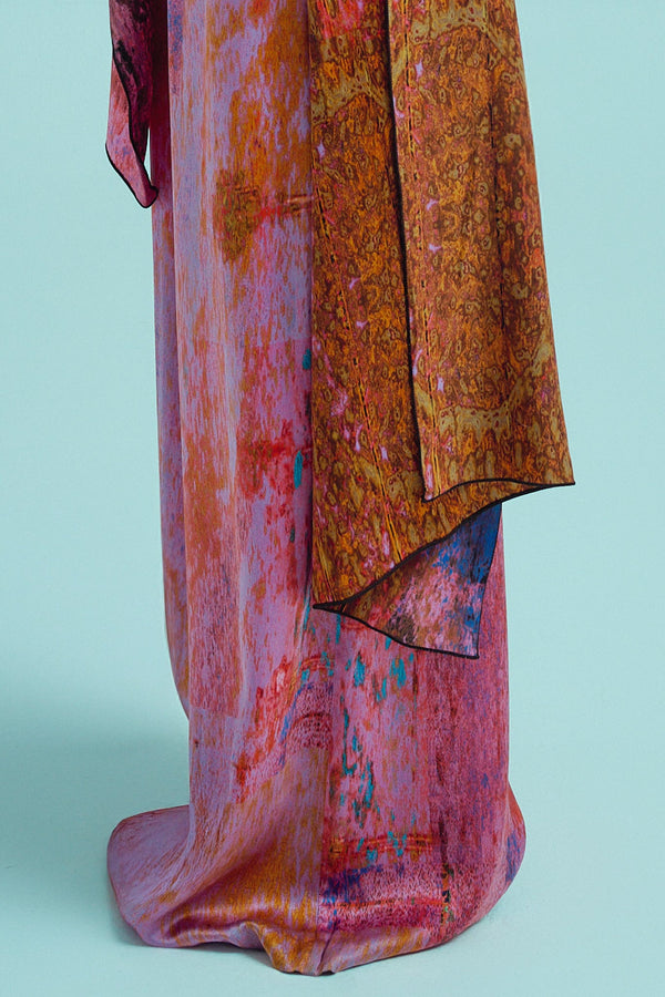 printed silk wide leg pant with photographic surface