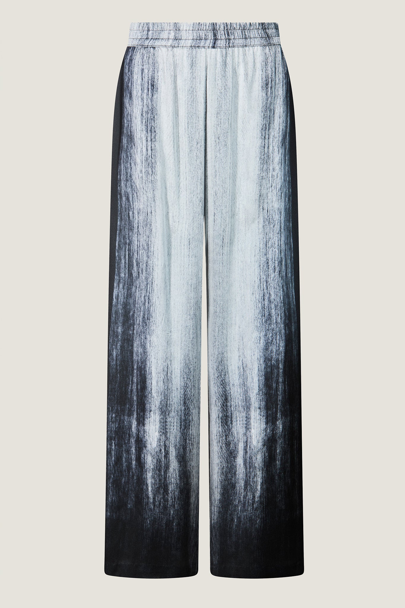 printed silk wide leg pant with photographic surface