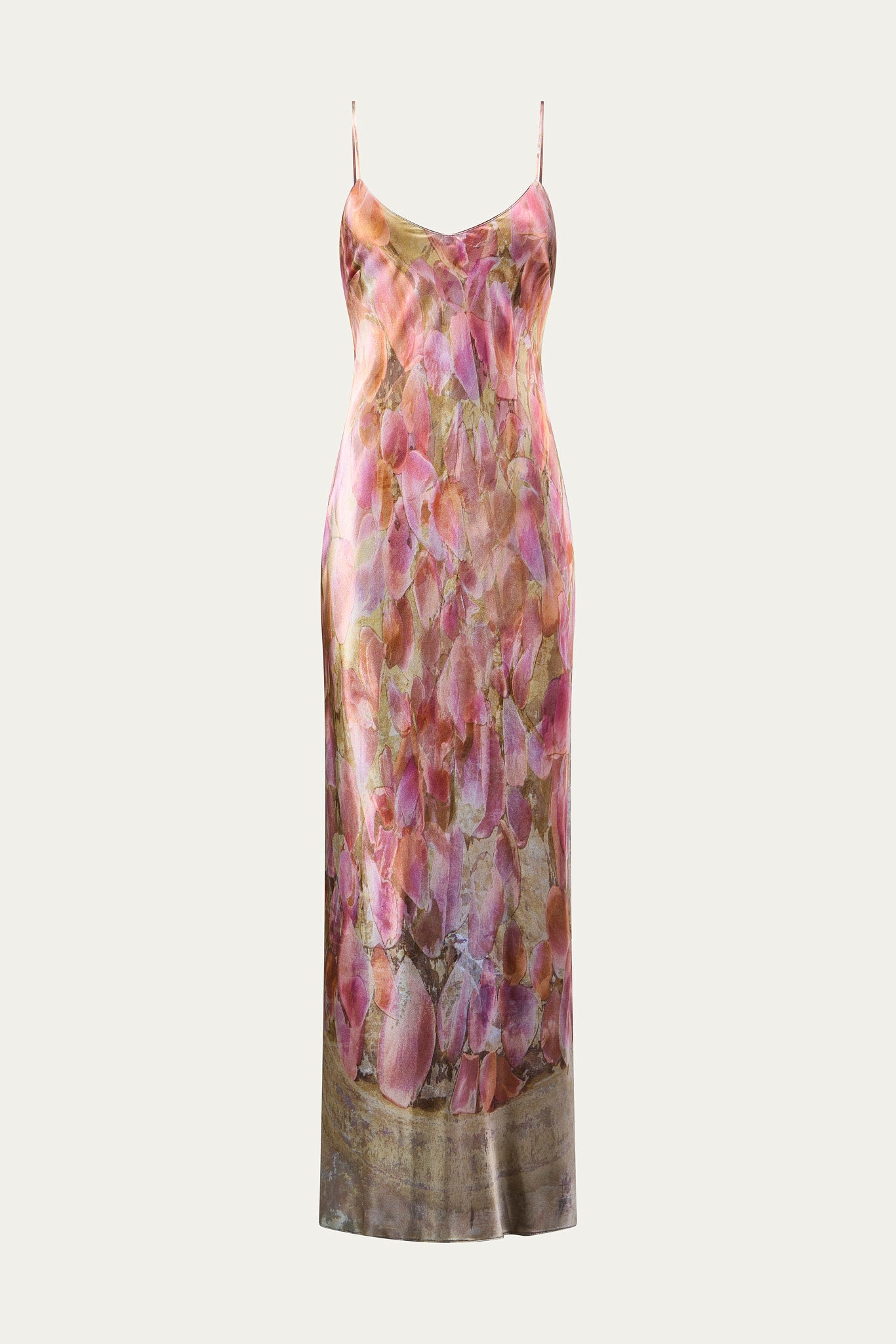 Petals Silk Satin Slip Dress