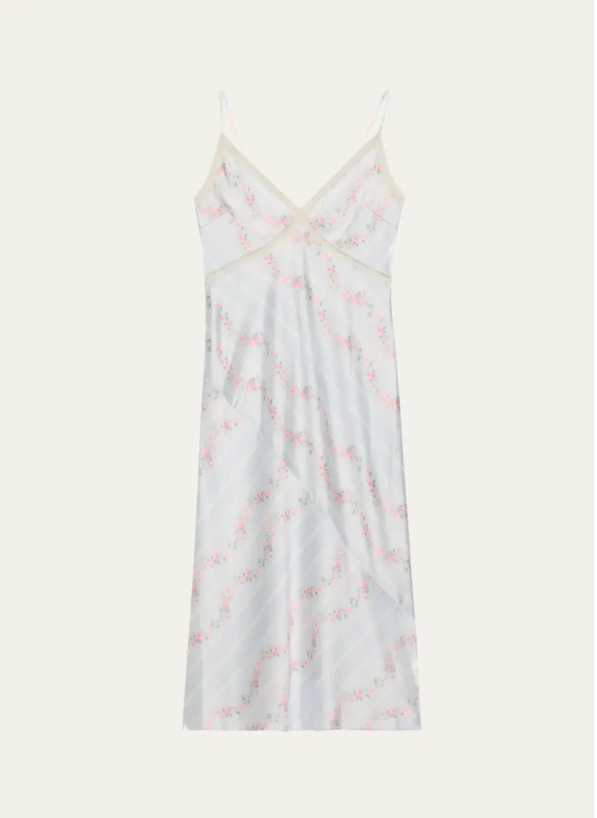 TX1 SH3 | Petals, Silk-Satin Minimalist Slip Dress