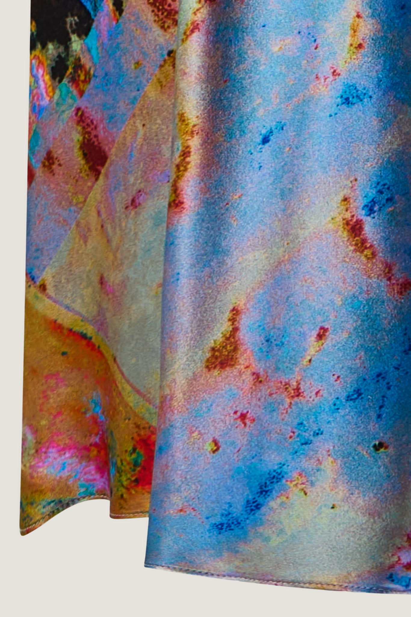 printed silk slip dress with photographic surface