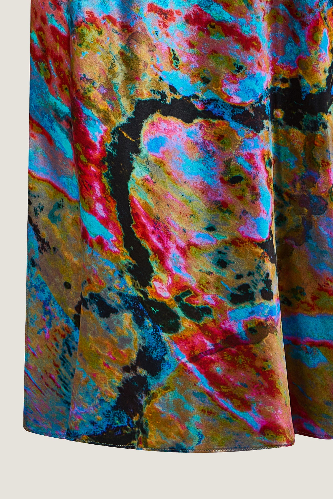 printed silk slip dress with photographic surface