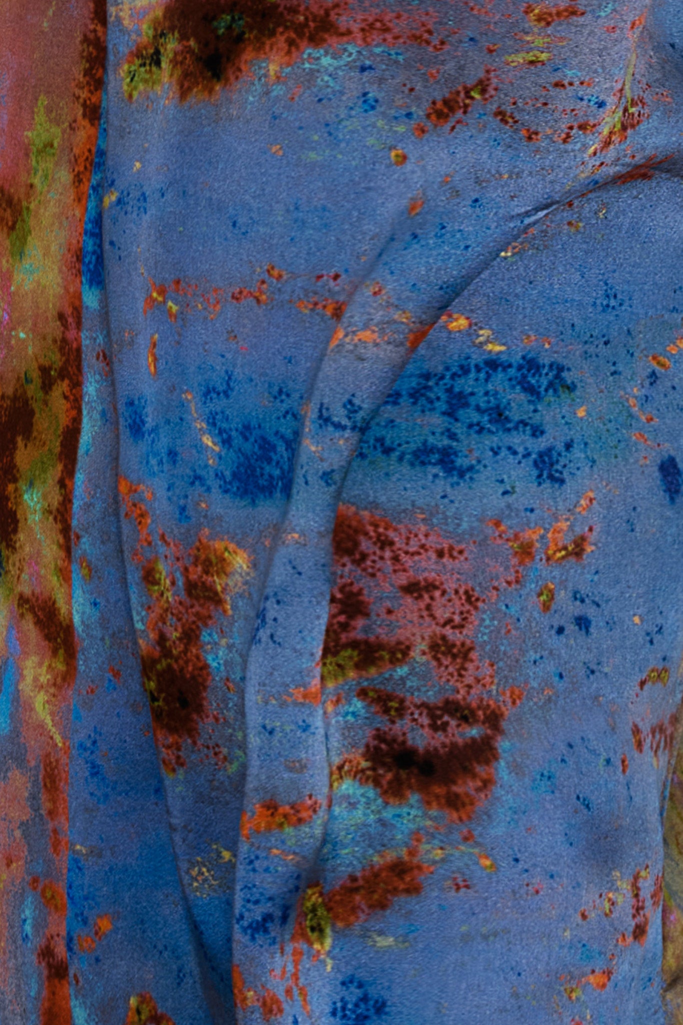 printed silk wide leg pant with photographic surface