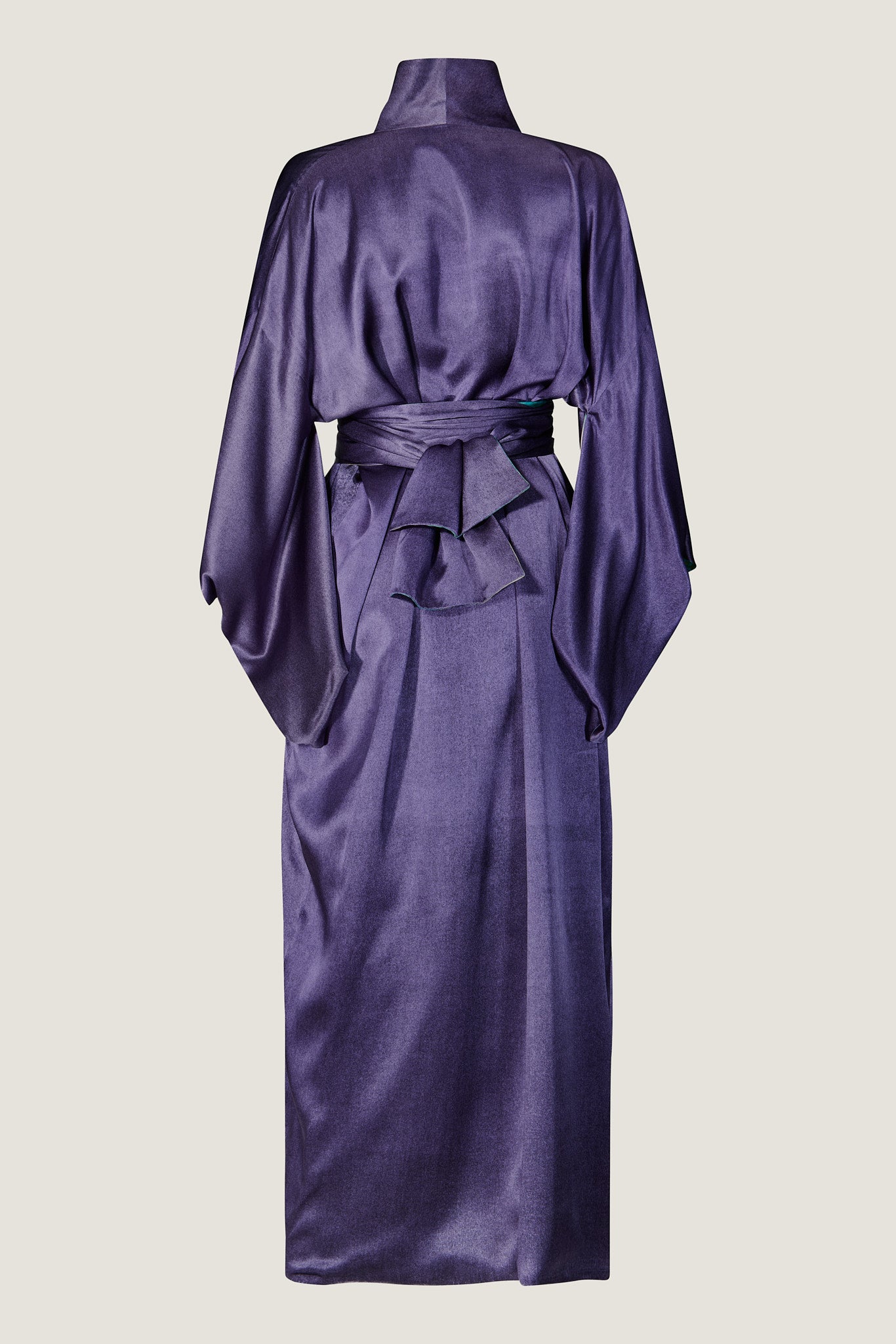printed silk kimono wrap with photographic surface