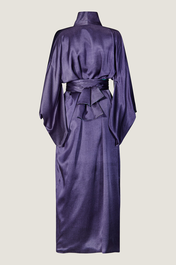 printed silk kimono wrap with photographic surface