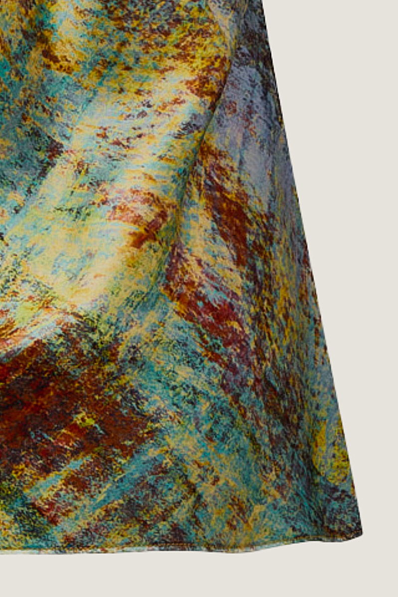 printed silk halter top with photographic surface