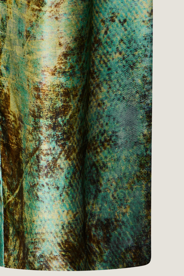 printed silk tailored pant with photographic surface