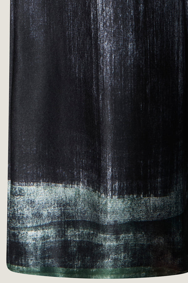 printed silk tailored pant with photographic surface